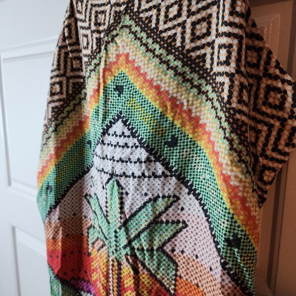 FARM Rio Banana Scarves Yawanawa Maxi Dress Sz G (Lg) Boho Art *See Measures) - Picture 7 of 16